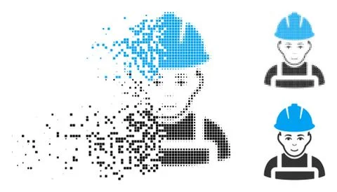 Shredded Dot Halftone Glad Worker Icon Illustrazione stock