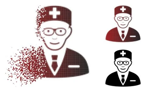 Shredded Dot Halftone Head Physician Icon Illustrazione stock