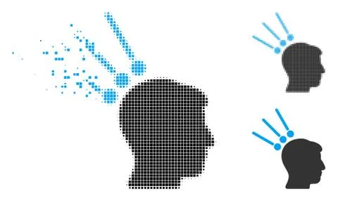 Shredded Dot Halftone Head Test Connectors Icon Stock Illustration