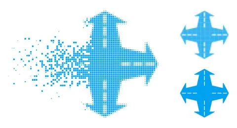 Shredded Dot Halftone Intersection Directions Icon Ilustração Stock
