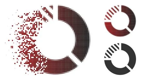 Shredded Dot Halftone Pie Chart Icon Stock Illustration