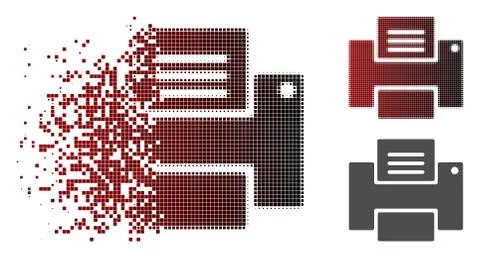 Shredded Dot Halftone Printer Icon Stock Illustration