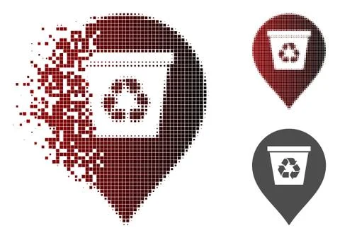 Shredded Dot Halftone Recycle Bin Marker Icon イラスト素材