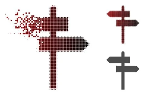 Shredded Dot Halftone Road Pointer Icon Stockillustratie