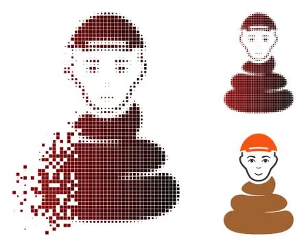 Shredded Dot Halftone Shit Boy Icon with Face 库存插图