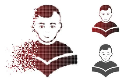 Shredded Dot Halftone Study Book Icon with Face 스톡 일러스트