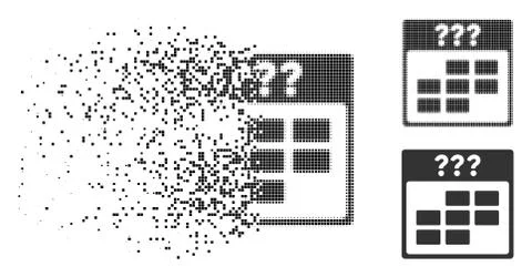 Shredded Dot Halftone Unknown Month Calendar Grid Icon Stock Illustration