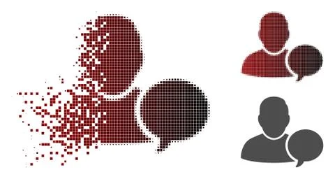 Shredded Dot Halftone User Hint Balloon Icon Stock Illustration