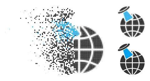 Shredded Dotted Halftone Alien Visit Icon 스톡 일러스트