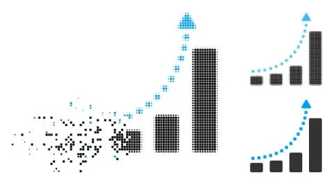 Shredded Dotted Halftone Bar Chart Trend Icon Stockillustratie