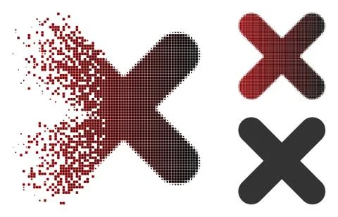 Shredded Dotted Halftone Cancel Icon Stock Illustration