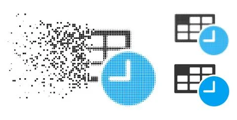 Shredded Dotted Halftone Date And Time Icon Stock Illustration