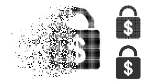 Shredded Dotted Halftone Dollar Lock Icon Illustrazione stock