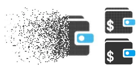 Shredded Dotted Halftone Dollar Wallet Icon Stockillustratie