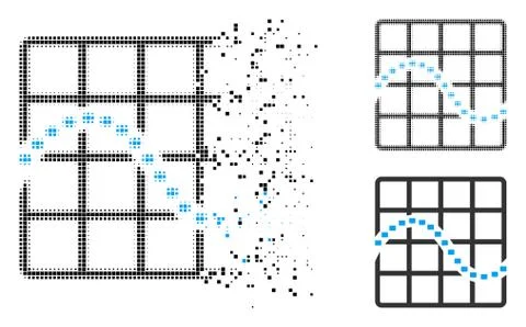 Shredded Dotted Halftone Dotted Function Chart Icon Stock Illustration