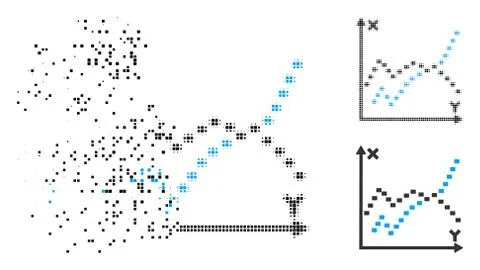 Shredded Dotted Halftone Dotted Functions Plot Icon Ilustración de archivo