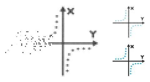 Shredded Dotted Halftone Dotted Hyperbola Plot Icon Ilustración de archivo