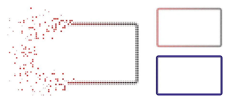 Shredded Dotted Halftone Double Rounded Rectangle Frame Icon Stock Illustration