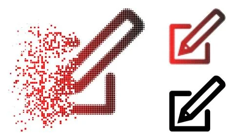 Shredded Dotted Halftone Edit Document Icon Stock Illustration