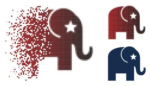 Shredded Dotted Halftone Elephant Icon Illustrazione stock