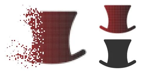 Shredded Dotted Halftone Gentleman Hat Icon Stock Illustration