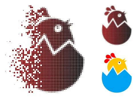 Shredded Dotted Halftone Hatch Chick Icon イラスト素材