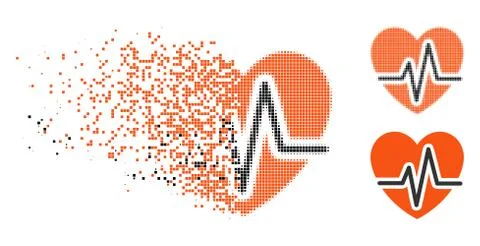 Shredded Dotted Halftone Heart Diagram Icon Stock Illustration