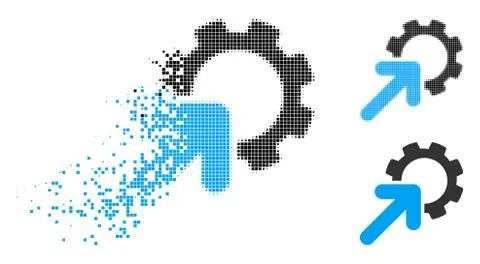 Shredded Dotted Halftone Integration Cog Icon Stock-Illustration