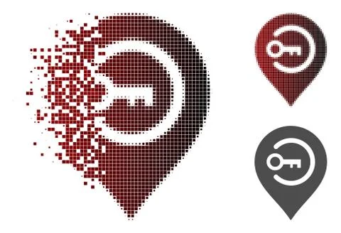 Shredded Dotted Halftone Key Login Marker Icon Illustrazione stock