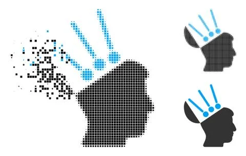Shredded Dotted Halftone Open Mind Interface Icon Ilustração Stock
