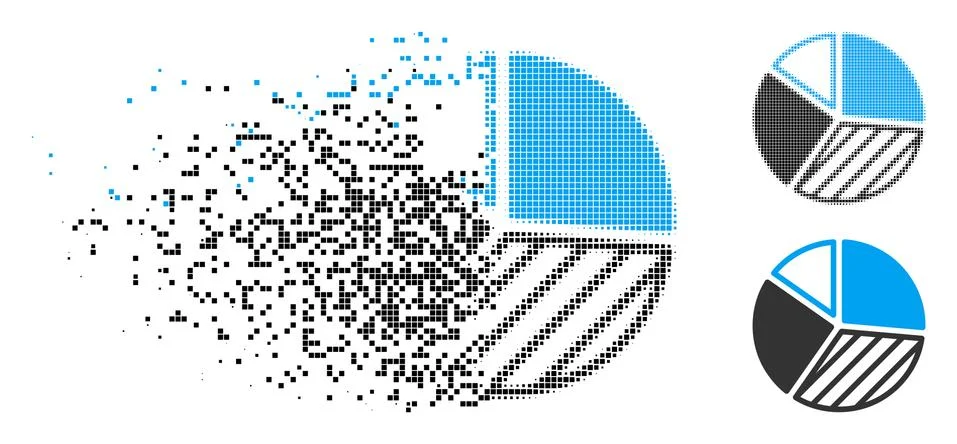 Shredded Dotted Halftone Pie Chart Icon Stock Illustration