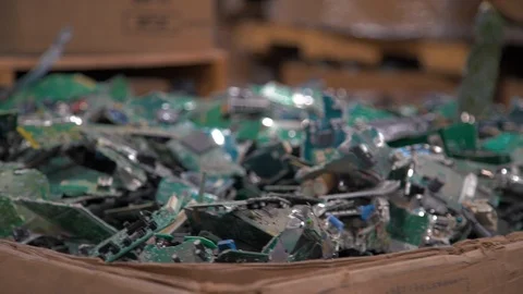 Shredded Microchips In A Box Slow Motion Close Up 1 Stock Footage 116644193