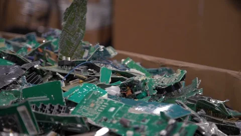 Shredded Microchips In A Box Slow Motion Close Up 4 Stock Footage 116644415