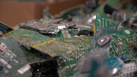 Shredded Microchips In A Box Slow Motion Close Up 6 Stock Footage 116644448