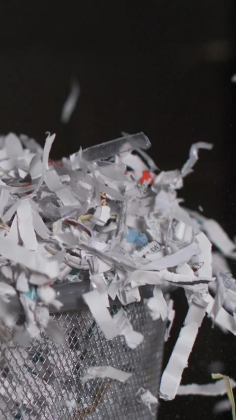Shredded paper falling in slow motion Stock Footage 344985569