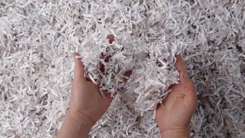 Shredded paper for packaging, shipping, mulch, compost, worm bin. Reuse and Stock Footage 258409264
