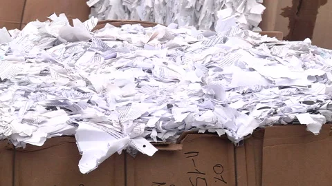 Shredded paper pressed and ready to be sent for recycling Stock Footage 104645664