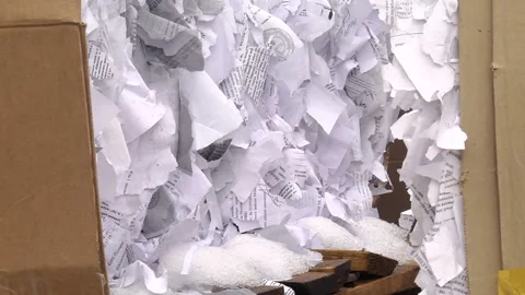 Shredded paper pressed and ready to be sent for recycling Stock Footage 104645929