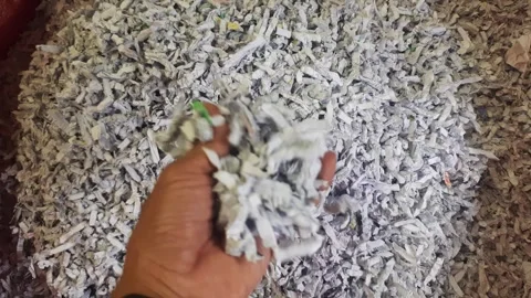 Shredded Paper Waste for Document Destruction Concept Stock Footage 329459084