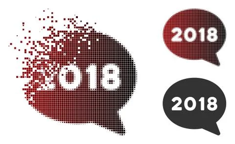 Shredded Pixel Halftone 2018 Message Balloon Icon Stock Illustration