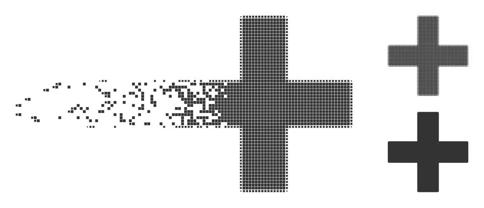 Shredded Pixel Halftone Add Math Operation Icon 스톡 일러스트