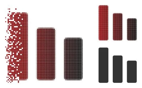 Shredded Pixel Halftone Bar Chart Decrease Icon 库存插图