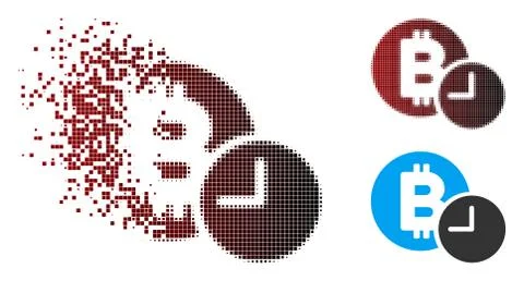 Shredded Pixel Halftone Bitcoin Credit Time Icon Illustrazione stock