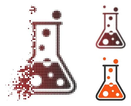 Shredded Pixel Halftone Boiling Liquid Icon Stock Illustration