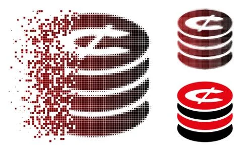Shredded Pixel Halftone Cent Coins Stack Icon Stock Illustration