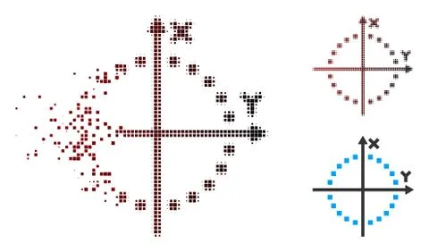 Shredded Pixel Halftone Circle Plot Icon Stock Illustration
