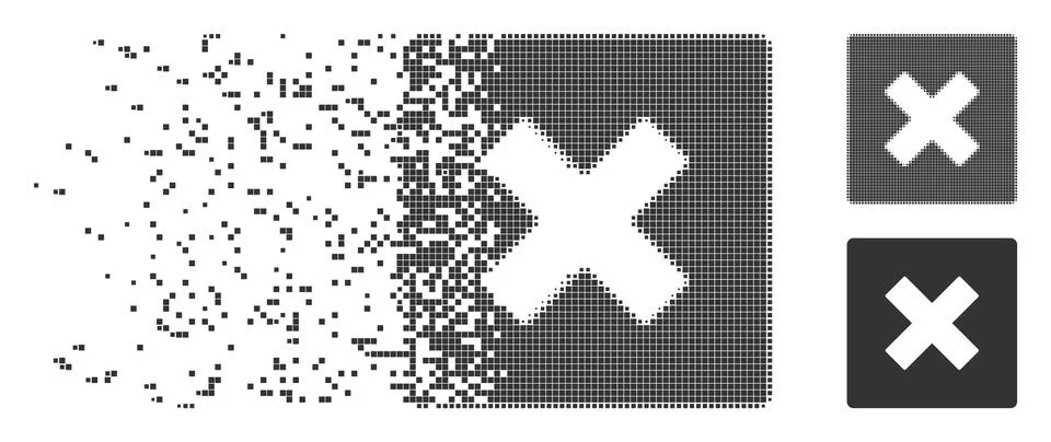 Shredded Pixel Halftone Close Icon Stock Illustration