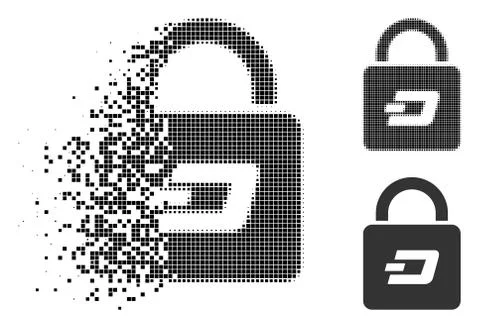 Shredded Pixel Halftone Dash Lock Icon Stock Illustration
