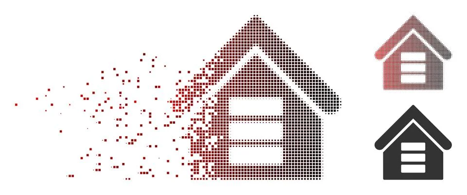 Shredded Pixel Halftone Data Center Building Icon Ilustración de archivo