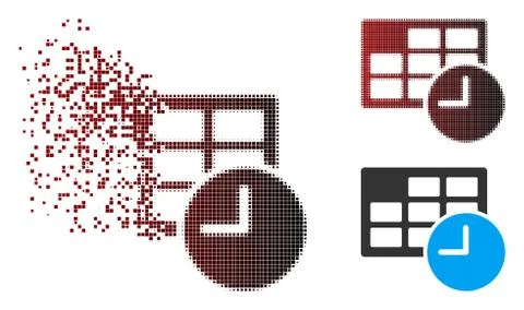 Shredded Pixel Halftone Date And Time Icon Stock Illustration